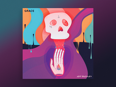 Jeff Buckley - Grace album art album cover death drugs grace illustration mojo pin skull vector wine
