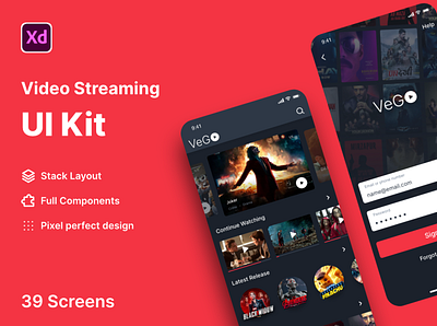 Vego Video Streaming UI Kit app design iosapp ui uikit