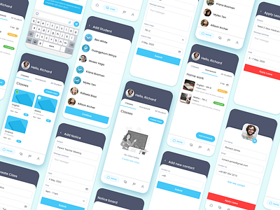 School App Multi Screen app branding design illustration schoolapp sketch ui ui design uikit ux
