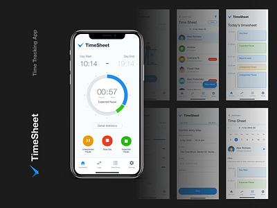 TimeSheet (Black) app branding design iosapp minimal sketch ui ui design uikit ux