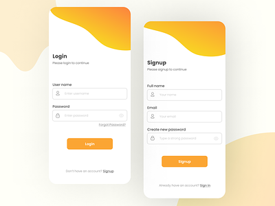 Login and Signup Screen login and signup mobile app mobile app design mobile app ui mobile app ui design mobile ui sign up signup uiuxdesign