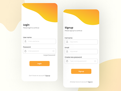 Login and Signup Screen login and signup mobile app mobile app design mobile app ui mobile app ui design mobile ui sign up signup uiuxdesign