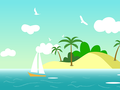 The boat sailing at the island beach beach boat graphic design ill illustration island nature palm sailing tropical