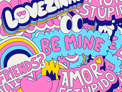 Stickers for Valentine's Day design illustration lettering