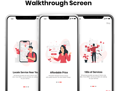 Walkthrough Screen illustraion illustration art mobile mobile app nearby spalsh screen spash screen ui ui ux uiux design walkthrough screen