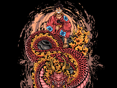 Luffy and Dragon Momonosuke Fan Art