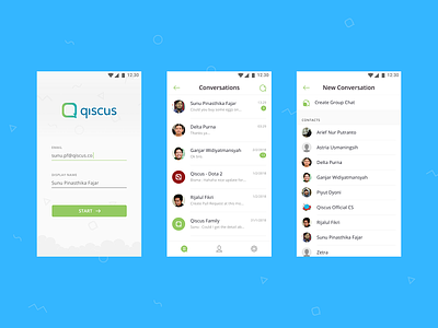 Qiscus React Native Sample App android chat combination green ios list minimalist sample app simple white