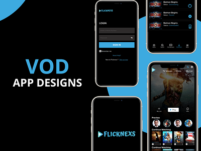 VOD Mobile App application flicknexs mobile app ott photoshop product productdesign uiux