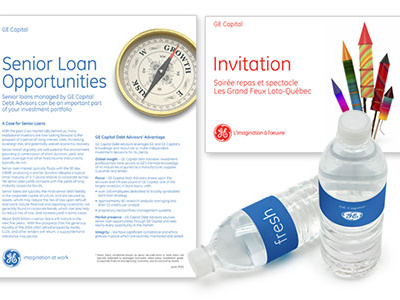 GE Capital - direct mail, sell sheet brand management direct mail print design promotional sales sheets