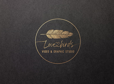 love birds logo gold branding design flat gold logo