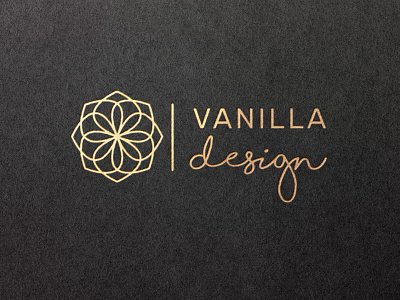 vanilla design gold and black botanical branding design flat flower gold logo vector