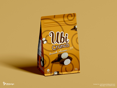 UBI CRUNCH packaging cemilan desain grafis illustration kreatif makanan ringan packaging