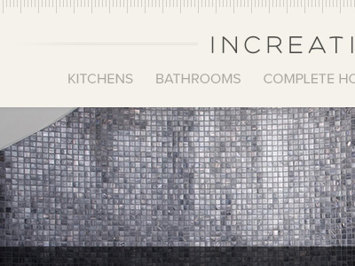 Increation header exploration - Interiors company header interface interior design ui