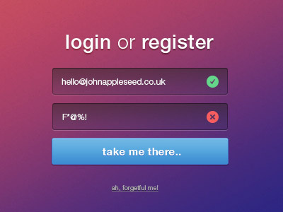 login or register blue button cosmic form login ui