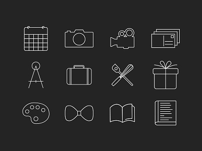 Semiotic Icons book bow tie calendar camera circle film freebie icons kitchenware magazine semiotic stationary