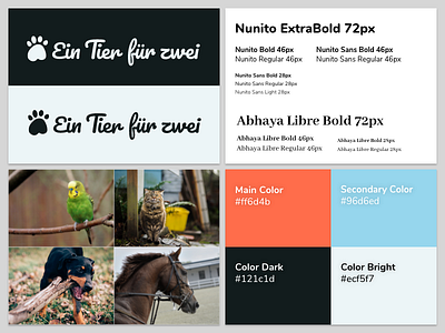 Corporate Design – Ein Tier für zwei color corporate design design ein tier für zwei fonts images logo palette pet sharing typography unsplash