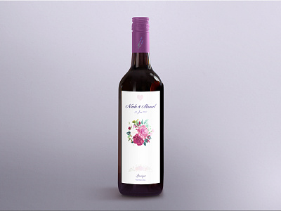 Wine Bottle Design design flowers layout love pinot noir red wine script water color wine bottle