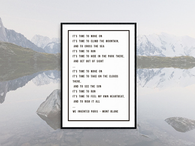 F4 Poster: We Invented Paris – Mont Blanc font lyrics mockup mont blanc music poster print type typeface typo typography we invented paris