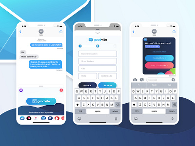 Goodvite app imessage invitations invite ios mobile ui