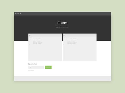 Pixem - A PX to EM Converter css design em font html javascript jquery px web website