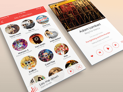 Music App UI Pratice app collection music music player red singer ui