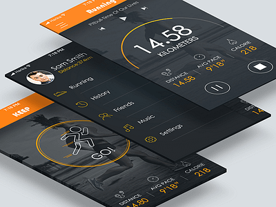 Sport app app mobile orange running sport ui ux