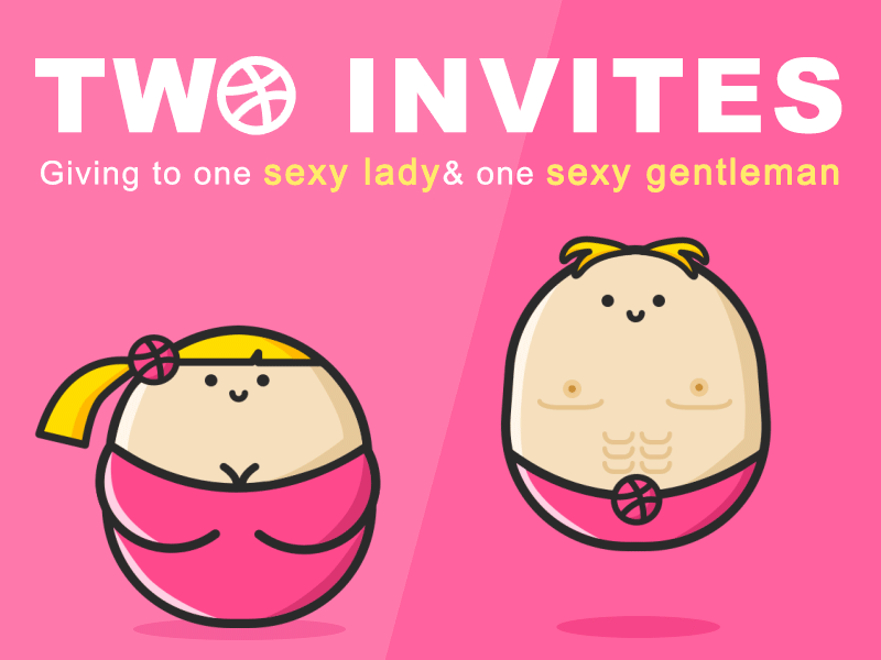 Two Dribbble Inviites To Give Away! ae animation boy dribbble gif girl invitation invite pink