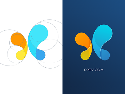 Logo Design（butterfly+water drop） blue butterfly color drop logo water yellow
