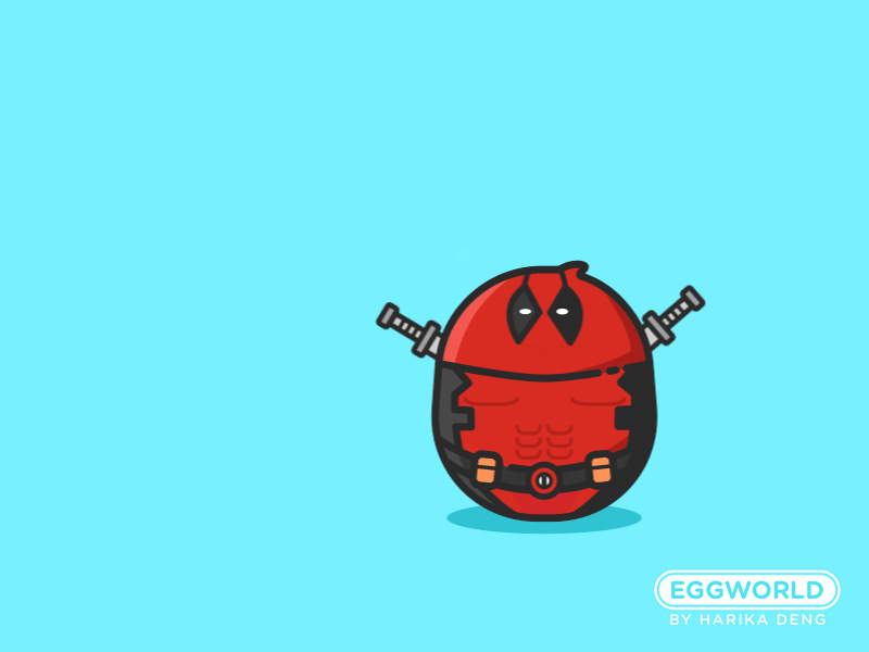 #EggWorld# Deadpool loves boobs blue cartoon character deadpool edward egg gif illustrator world
