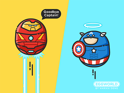 #EggWorld# Ironman&Captain America america captain cartoon character edward egg illustrator ironman world