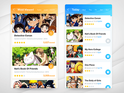 Anime Schedule&Ranking List anime mobile ranking schedule ui