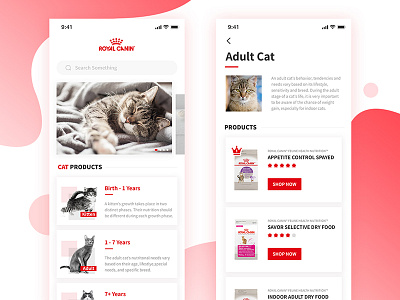 Royal Canin Page Redesign Practice app cat food iphone mobile pet ui x