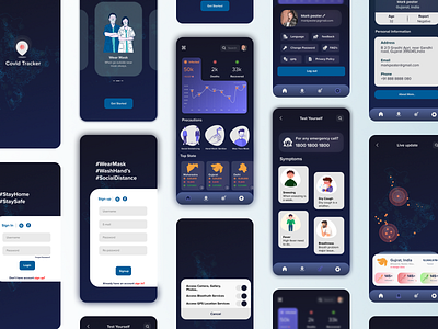 Covid Tracker app design brand design concept corona app coronavirus coronavirus app ui covid 19 covid 19 covid app covid tracker app covid19 creative design creativity design gps app illustration popular shot tracker app