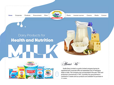 Dodla Dairy Web redesign branding creative design dairy producats dairy producats illustration main page milk branding milk website milkshake minimalist minimalistic popular shot