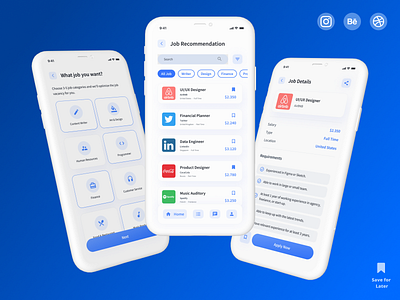 Job Finder App 2 display app design application app branding creative creative design design design ui graphic design illustration logo popular shot uiux ux vector