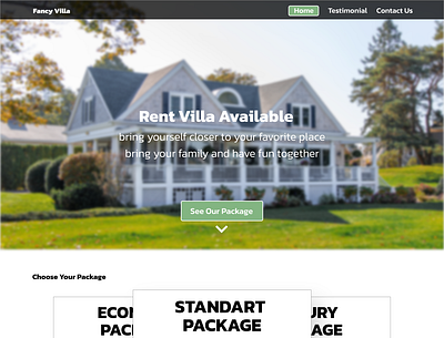 Villa website landing page website design