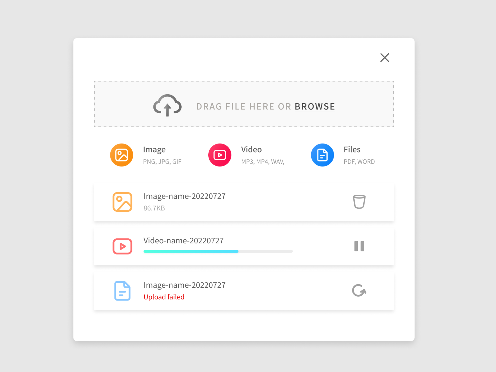Dribbble - Daily_031_File Upload ( 42minutes ).png by Andrew Siu