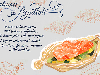 How to cook salmon art calligraphy editorial editorial illustration gouache handlettering illustration lettering recipe typography watercolor