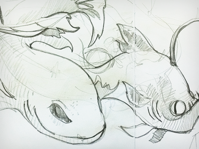 These aren't dragons either doodle drawing fish illustration paper pencil sketch