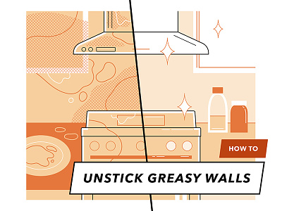 Cleaning Illustration for Thumbtack - Unstick Greasy Walls art brand design drawing icon design illustration illustration design illustrator vector vector graphic