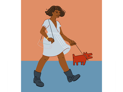 Walk your Keith Haring dog daily character art color color block contrast daily art dog editorial illustration fashion illustration illustrator keith haring procreate product illustration sketch vector art woman of color