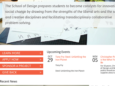 School of Design homepage concept homepage web design