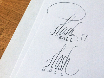 Sloshball calligraphy hand lettering handlettering italic lettering logo pencil sketch wordmark