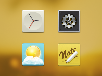 Icons 3 clock note settings weather