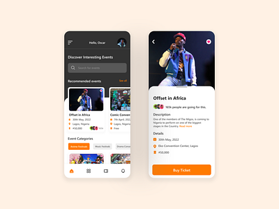 GrooveCo app ui concert app entertainment app mobile ui music app music concert app ui design