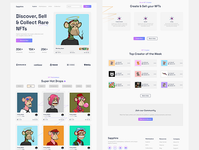 NFT Marketplace design landing page nft ui web 3 website website design