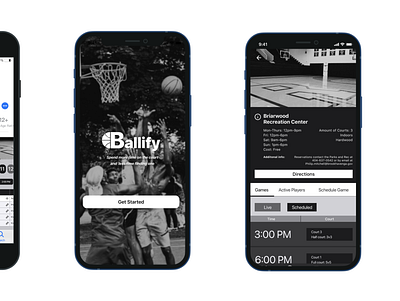 Product Design: Ballify Mockups app design ballify basketball black and white mobile mockup product product design sports ui uidesign ux uxdesign