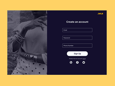 Sign Up and Log in - Desktop dailyui desktop jewlery log in sign up ui uidesign ux