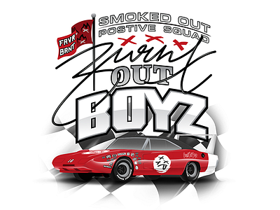 I made a car burnt car fashion illustration nascar positivity red typography