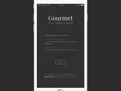 Daily UI #001 - Gourmet App Login